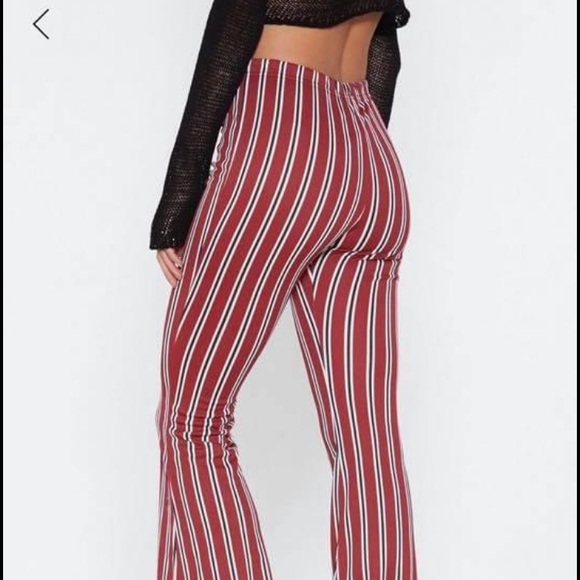 ⚡️NASTY GAL NWT⚡️ 70s Flare Stripe Rave Pants Sz 8 - Picture 4 of 4